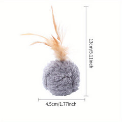 Interactive Cat Teaser Toy Plush Ball with Feathers