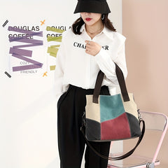 Stain Resistant Block Tote Bag Large Capacity Durable Shoulder Bag