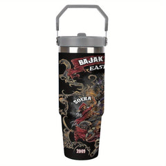 30oz Insulated Steel Tumbler Leakproof Travel Mug with Handle & Lid