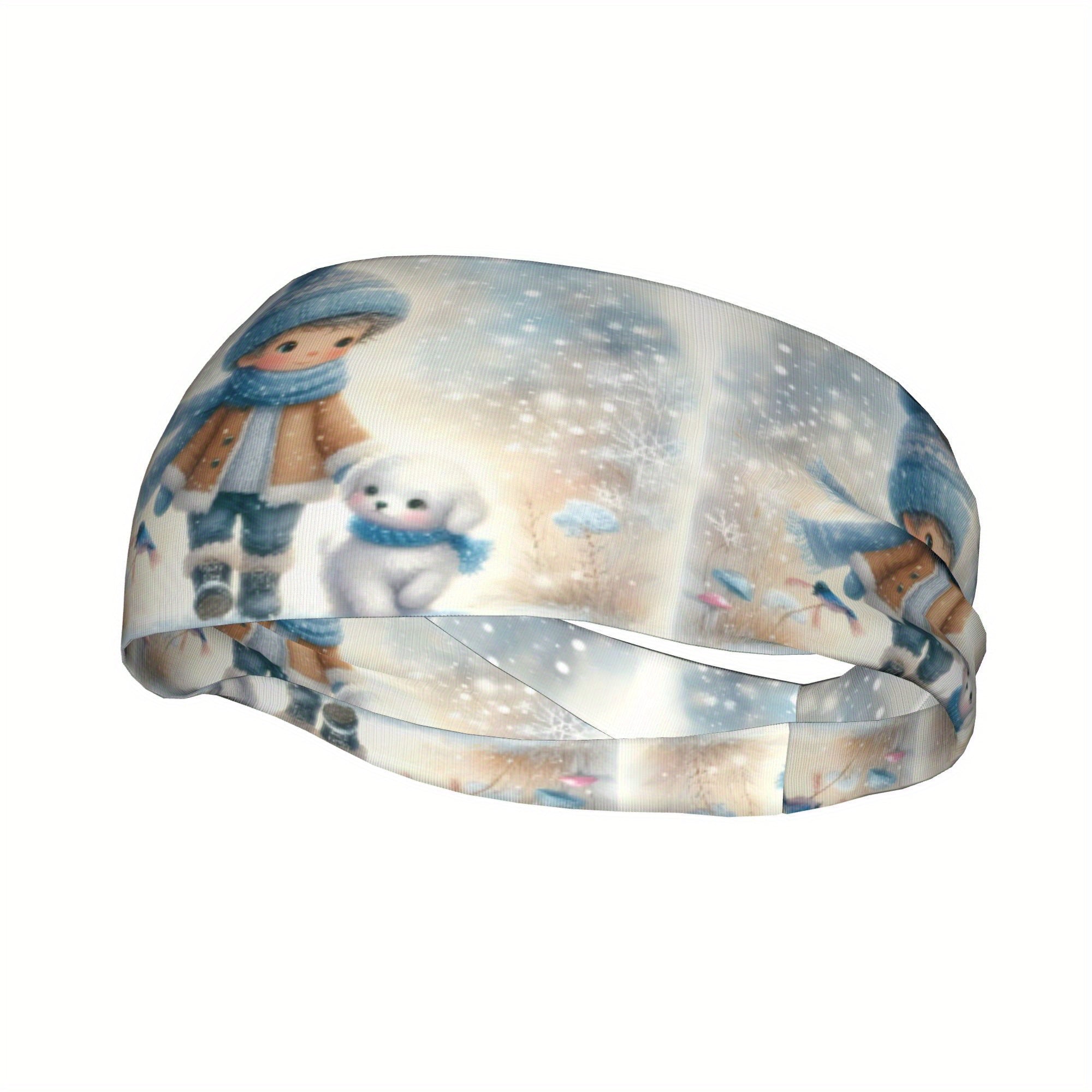 Winter Themed Unisex Sports Headband Snowy Design
