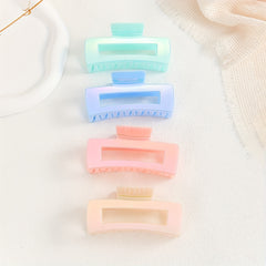 4pcs Candy Hair Claw Hollow Rectangle Shaped Hair Claw Style