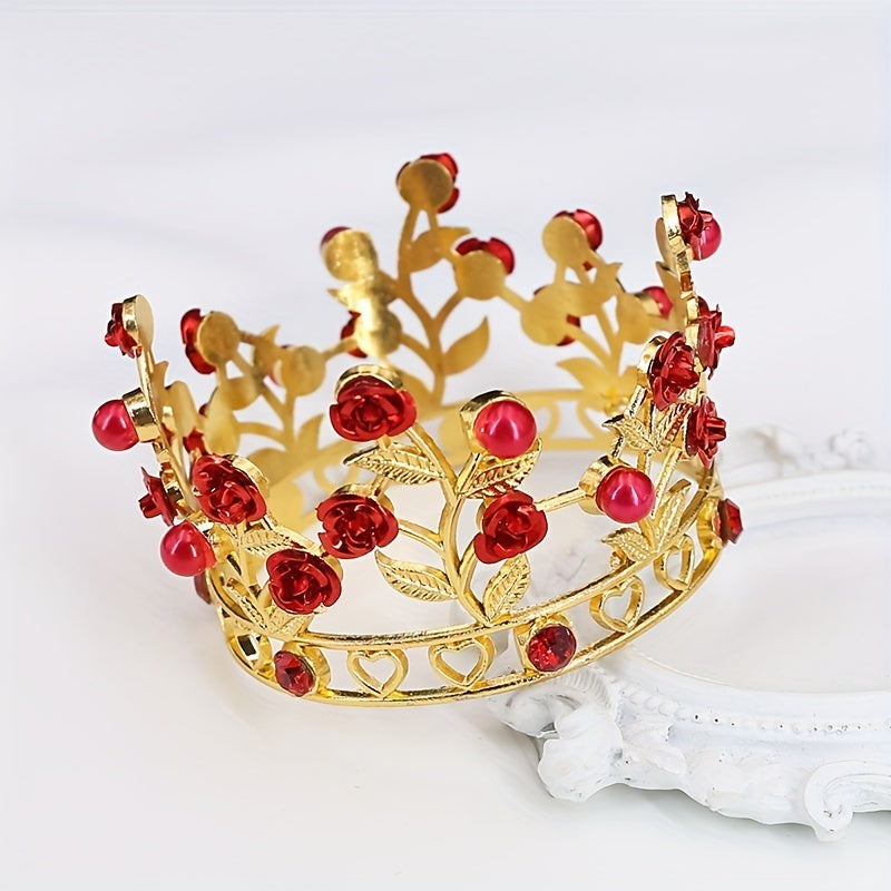 Children's Alloy Round Leaf Rose Flower Crown Headdress