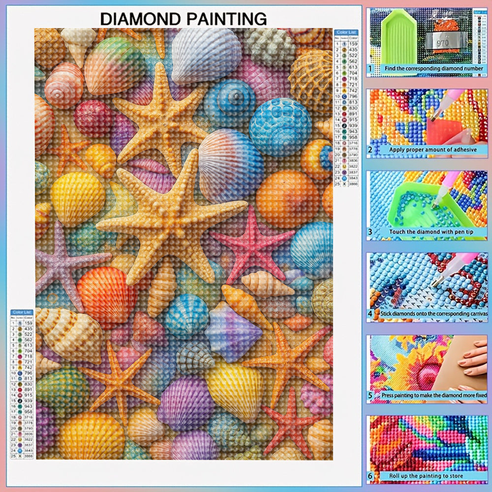 Vibrant Seashell Themed 5D Diamond Art Kit for Adults