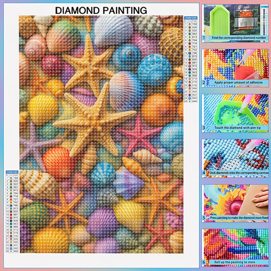 Vibrant Seashell Themed 5D Diamond Art Kit for Adults