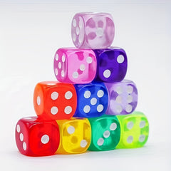 10pcs 14mm Transparent 6 Sided Colored Game Dice