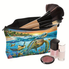 Turtle Print Zipper Carry On Bag Versatile Storage Pouch Lightweight