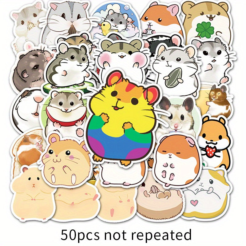50pcs Little Hamster Cartoon Notebook Diary Decorative Waterproof Stickers