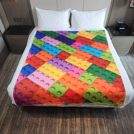 Flannel Blanket for Outdoor Camping & Home Use Classic Colorful Print