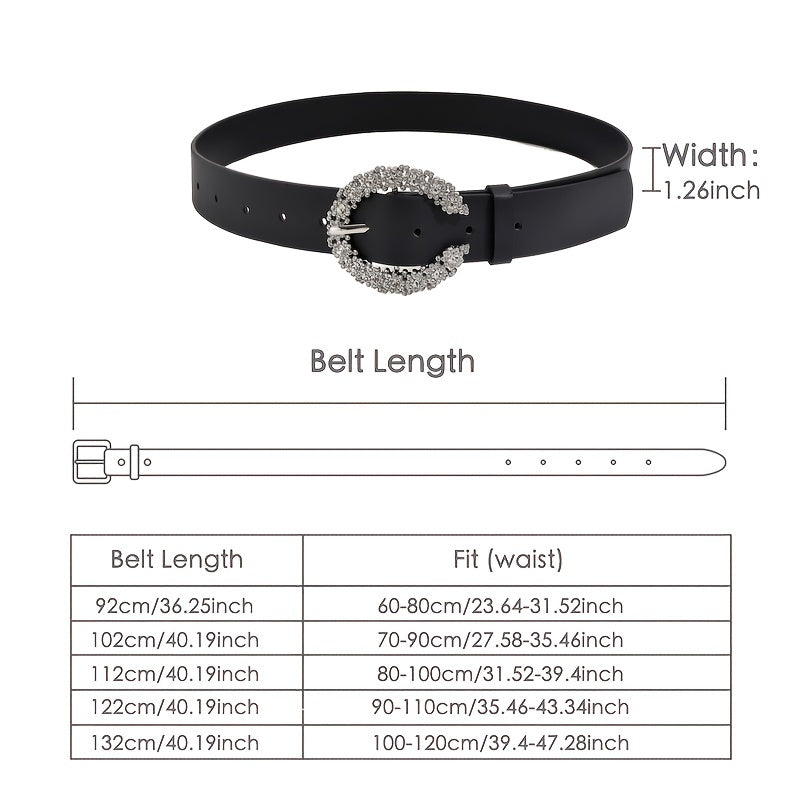 Women's C Rhinestone Buckle PU Belt - Versatile Accessory