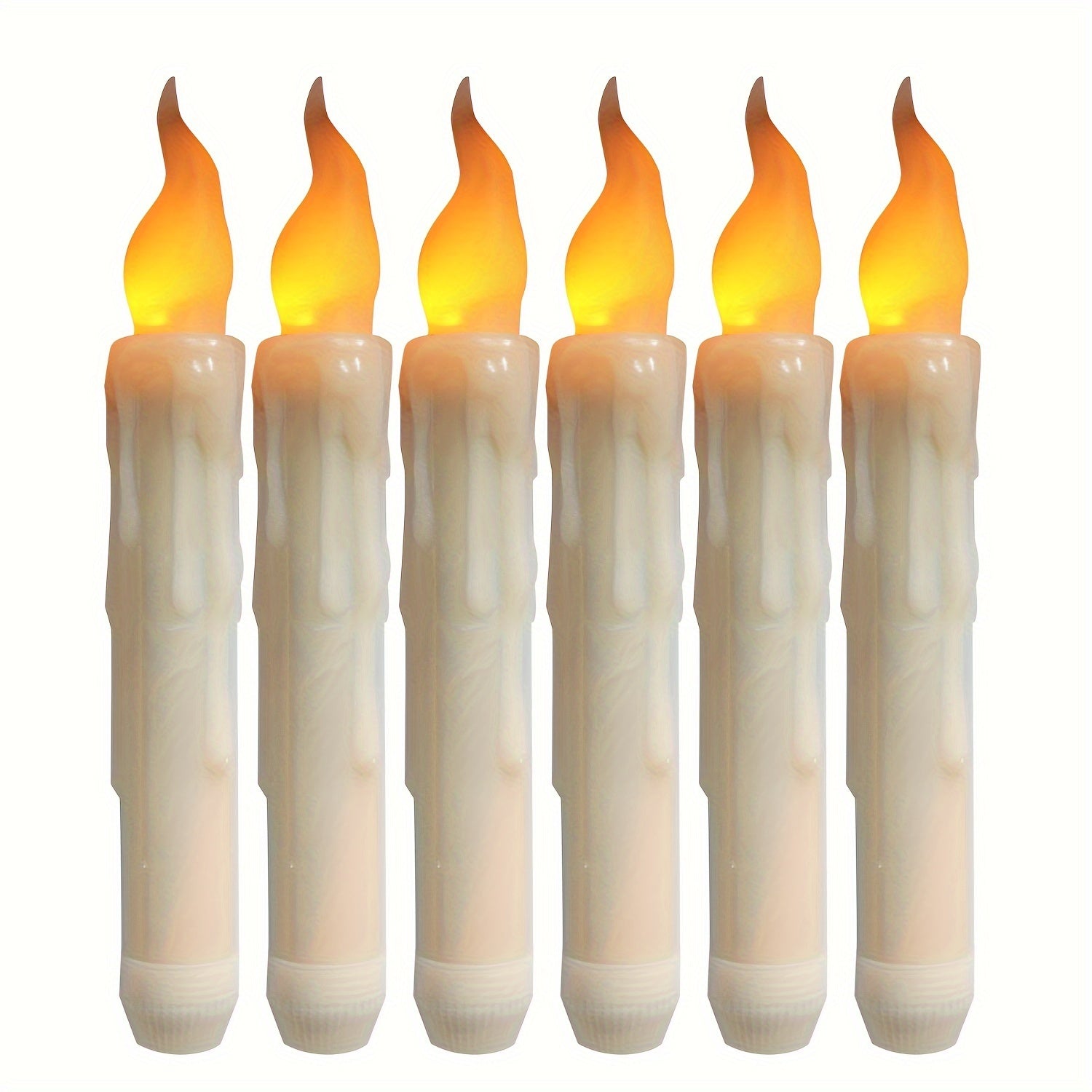 Christmas Candles 6pcs LED Long Pole Tapered Electronic Candle Wax