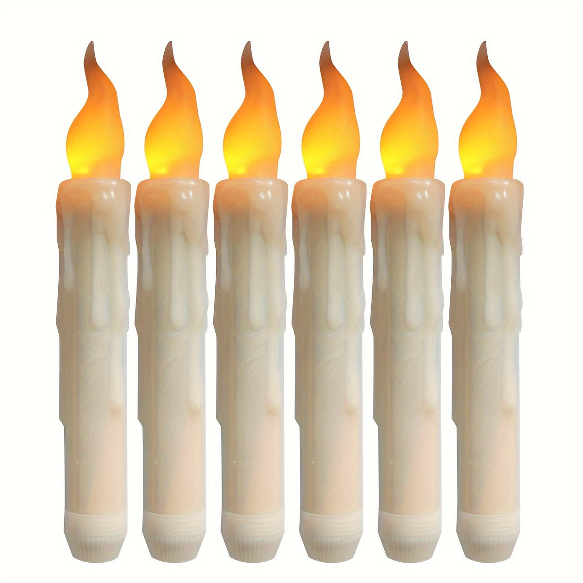 Christmas Candles 6pcs LED Long Pole Tapered Electronic Candle Wax