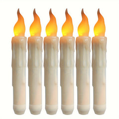 Christmas Candles 6pcs LED Long Pole Tapered Electronic Candle Wax