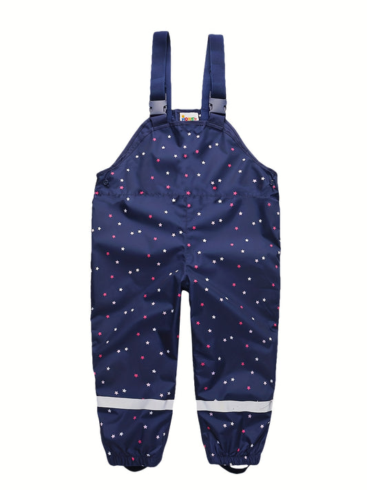 Girls' Star Print Overalls & Rain Pants Set