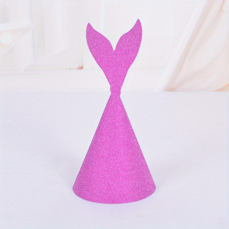 10pcs Glitter Birthday Hat Paper Party Hats Cone Hats Solid Art Craft Caps