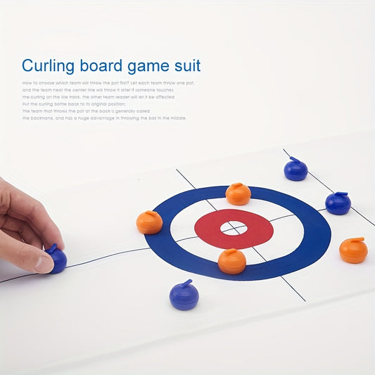 Tabletop Curling Game Shuffleboard Pucks With 16 Rollers