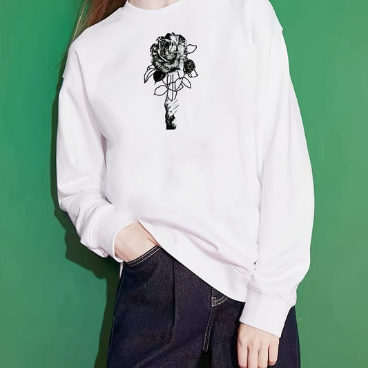 Graphic Print Crew Neck Pullover Sweatshirt