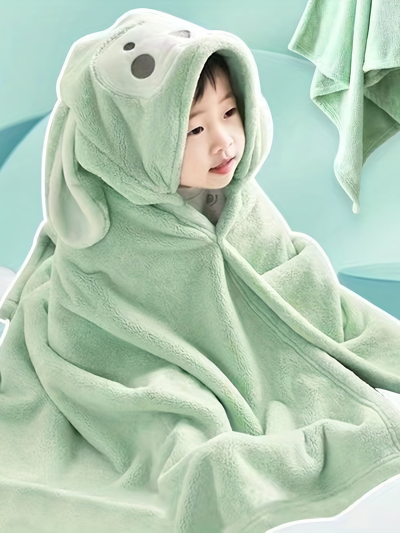 Kids Hooded Bath Towel Animal Ears Quick Drying Bathrobe