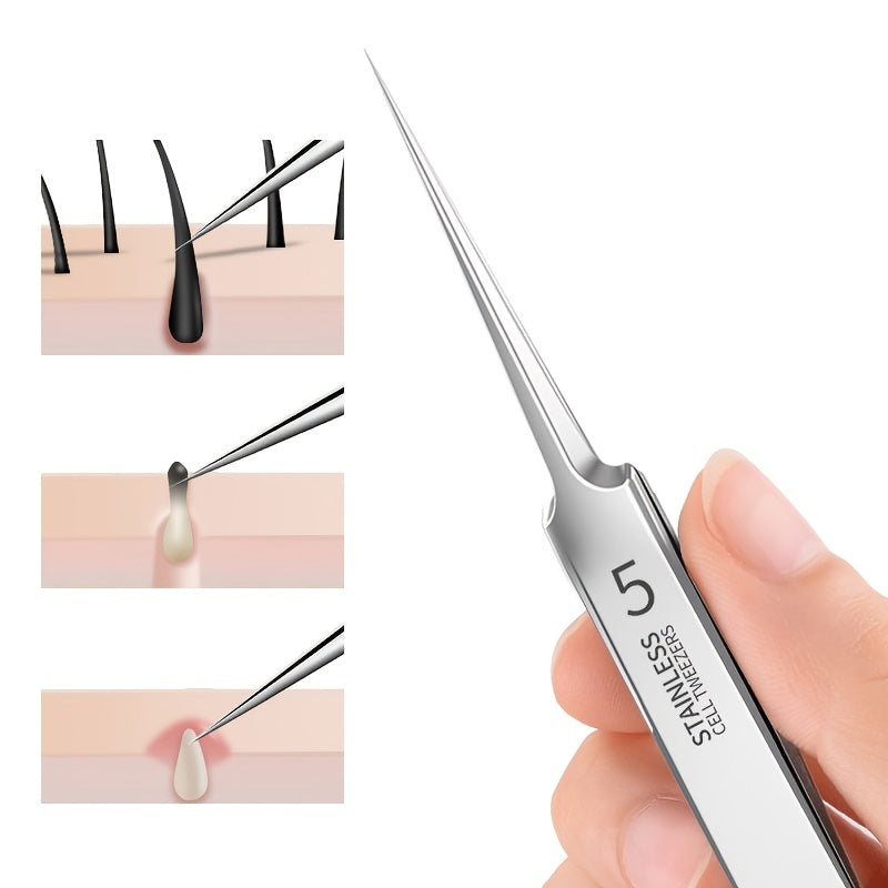 Facial Blackhead Remover Tweezers Precision Pimple Popper Tool Kit