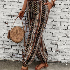  Boho Pants Women's Plus Geo Print High Waisted Harem Trousers
