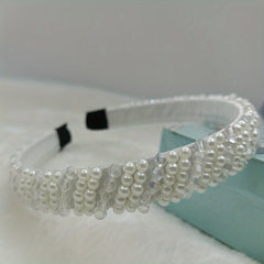 Pearl Headband Bling Faux Rhinestones Hairband Bridal Wedding Accessories