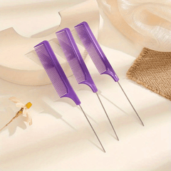 3pcs Rat Tail Comb Steel Pin Rat Tail Plastic Teasing Comb