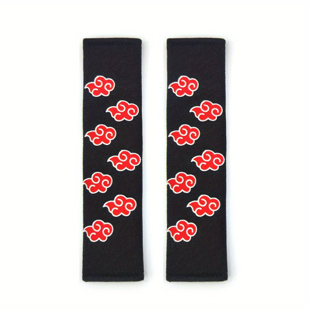 2pcs Soft Car Seat Belt Covers Red Cloud Scaling Japan