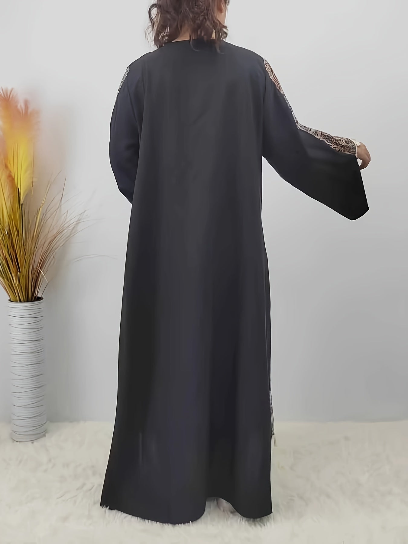  Boho Abaya Dress Women's Paisley Print Maxi Dress
