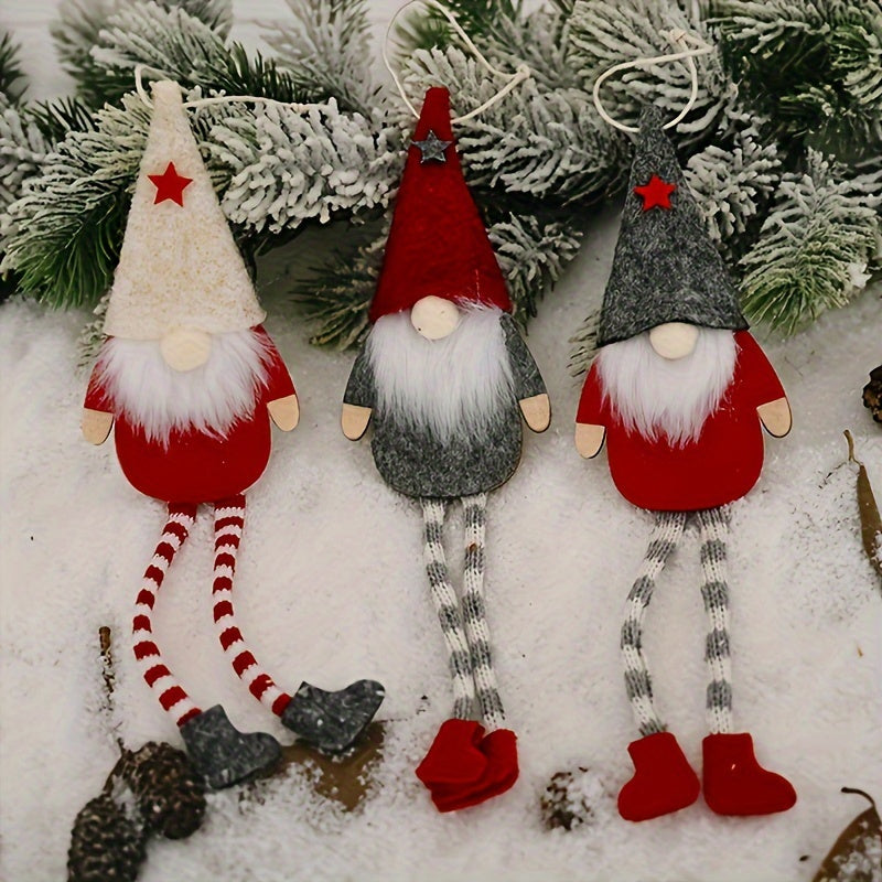 3pcs Dwarf Doll Christmas Ornaments Long legged Forest Elf Home Decor