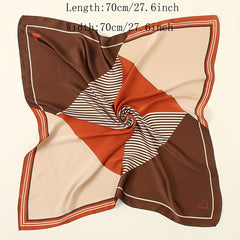 Geometric Striped Silk Scarf Neckerchief Head Wrap Hair Accessories