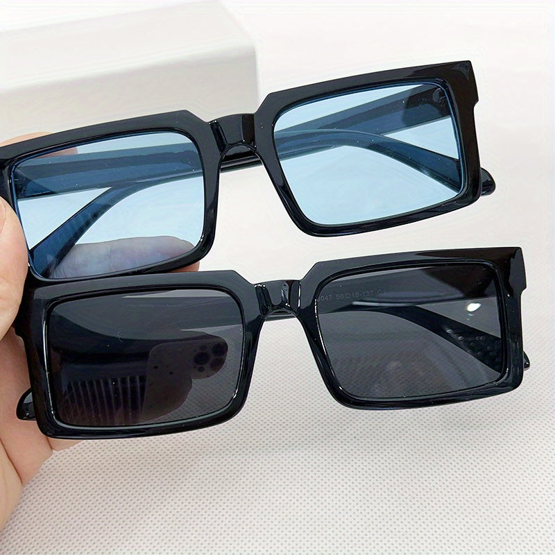 2 Pairs Small Square Frame Sunglasses Men's Street Photography Sunglasses