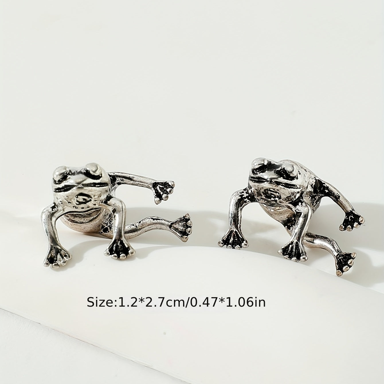 Vintage Frog Front & Back Earrings 14K Plated