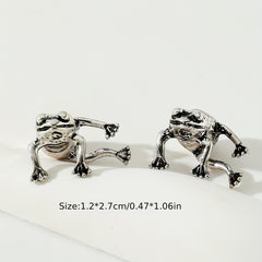 Vintage Frog Front & Back Earrings 14K Plated