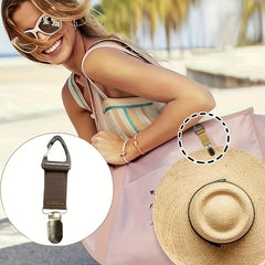 Faux Leather Hat Clip for Travel, Securely Attaches to Handbags and Backpacks