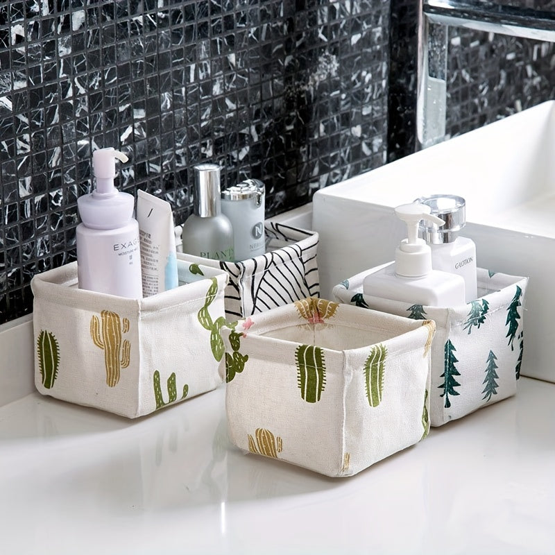 2pcs Fabric Storage Box Desktop Basket Stationery And Cosmetics Storage