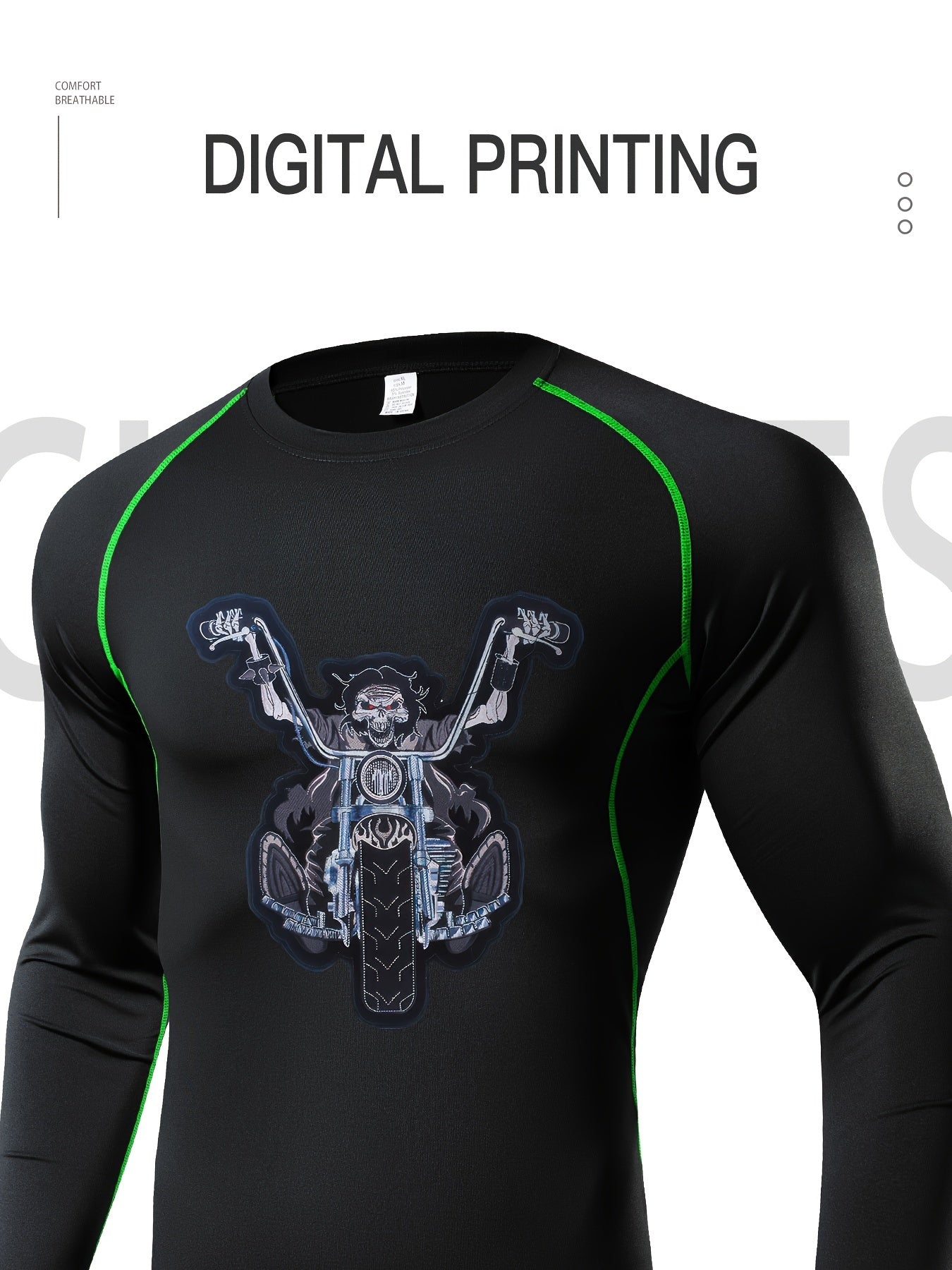 Skeleton Motorcycle Compression Shirt - Men's Athletic Baselayer