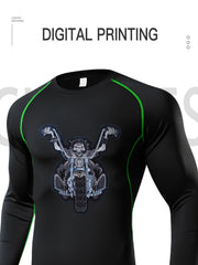Skeleton Motorcycle Compression Shirt - Men's Athletic Baselayer