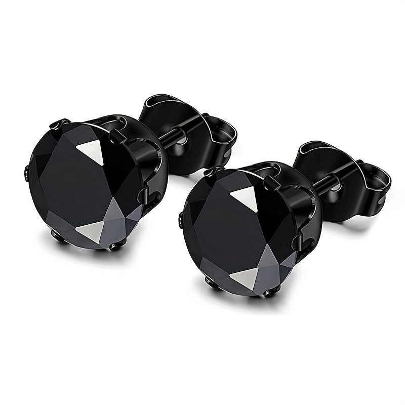 12pairs Steel Ear Studs Unisex Earrings Men Women