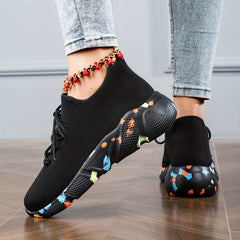 Soft Sole Weaving Sneakers Lace up Casual Running Shoes Women's