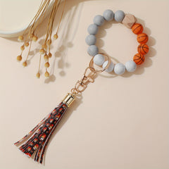 Silicone Bead Bracelet Key Chain Baby Tassel