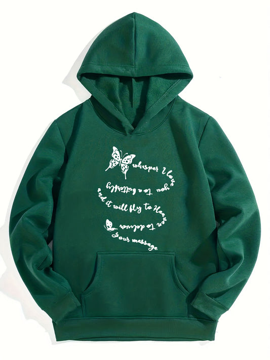 Girls Butterfly Print Hooded Sweatshirt Top Long Sleeve Hoodie Pullovers