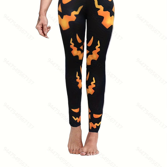  Halloween Pumpkin Print Butt Lifting Yoga Leggings