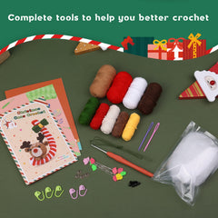 Crochet Material Kit with Instruction Manual - Beginner Yarn Set for Adults