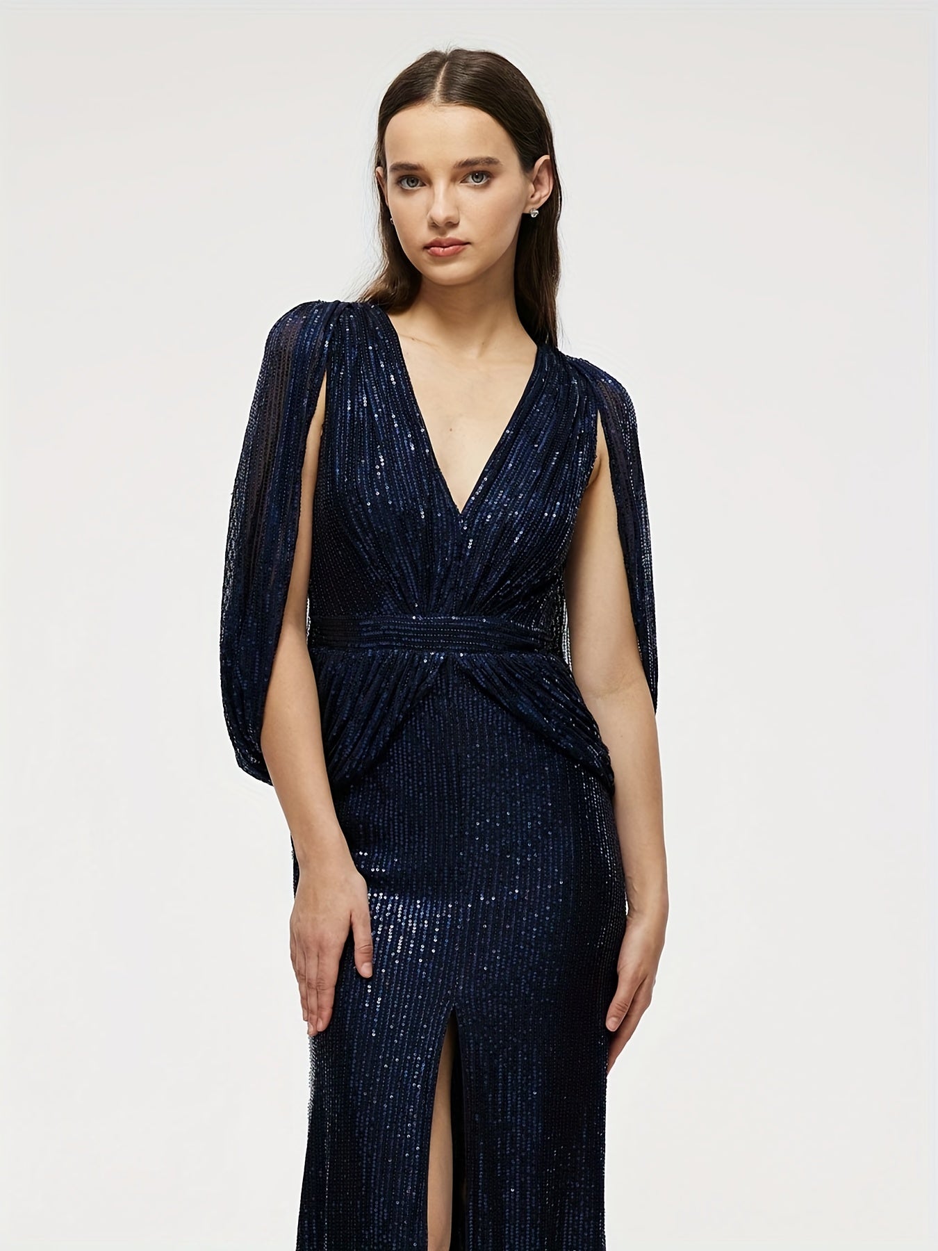 V neck Sequined Dress For Wedding Party