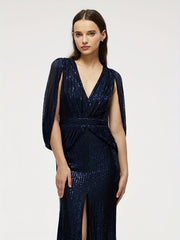 V neck Sequined Dress For Wedding Party