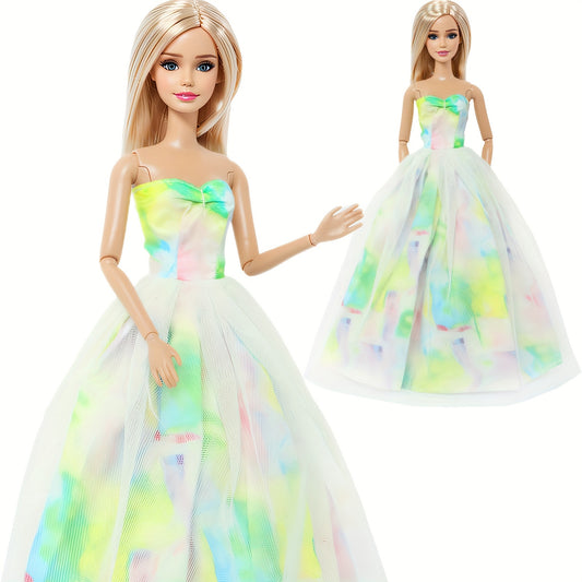 Green Gradient Tulle Princess Wedding Gown