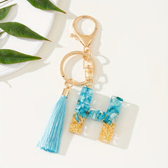 Sequins Alphabet Keychain Resin Key Chain Ring Purse Bag Charm