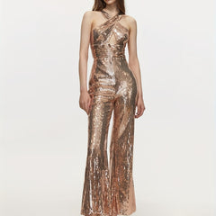 Sparkling Criss Cross Jumpsuit Wide Leg