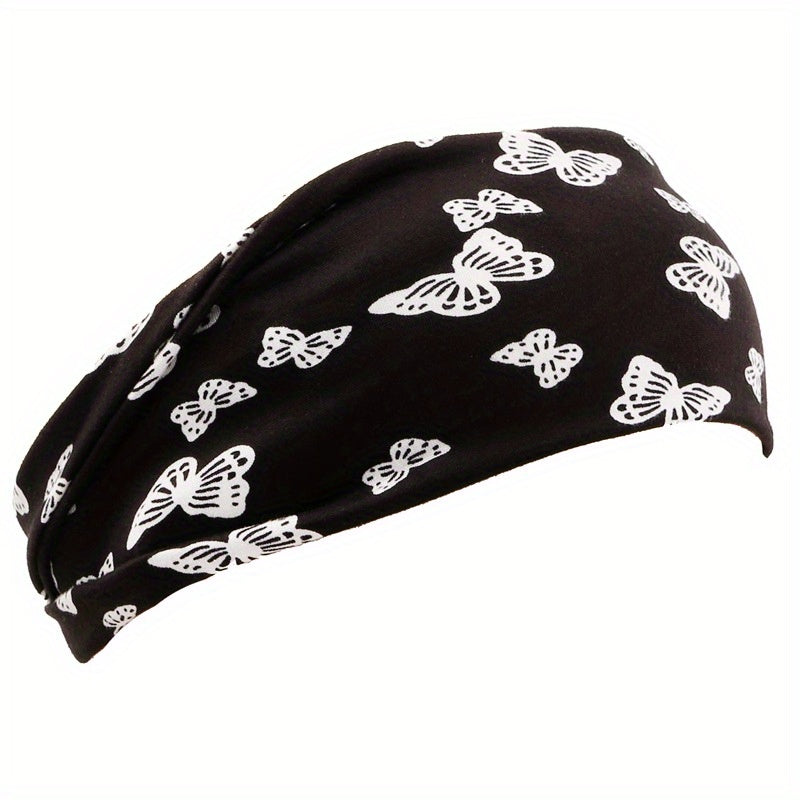 Women's Printed Sports Headband Yoga Hairband Wide Fitness Bandana