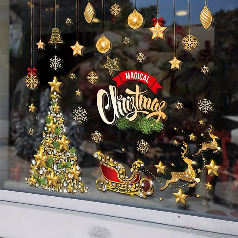 Christmas Electrostatic Stickers Double Sided Wall Window Adsorption No Glue