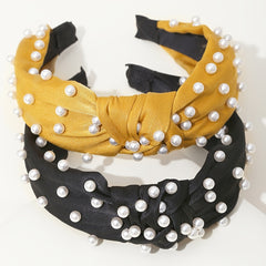 Pearl Headband Twisted Faux Velvet Bling Hair Clip Hairpins
